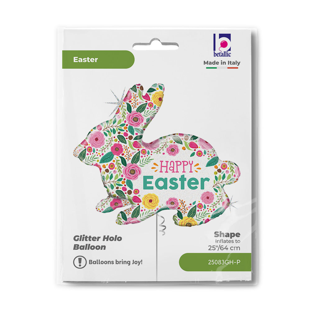 25" Spring Flower Easter Bunny Foil Balloon