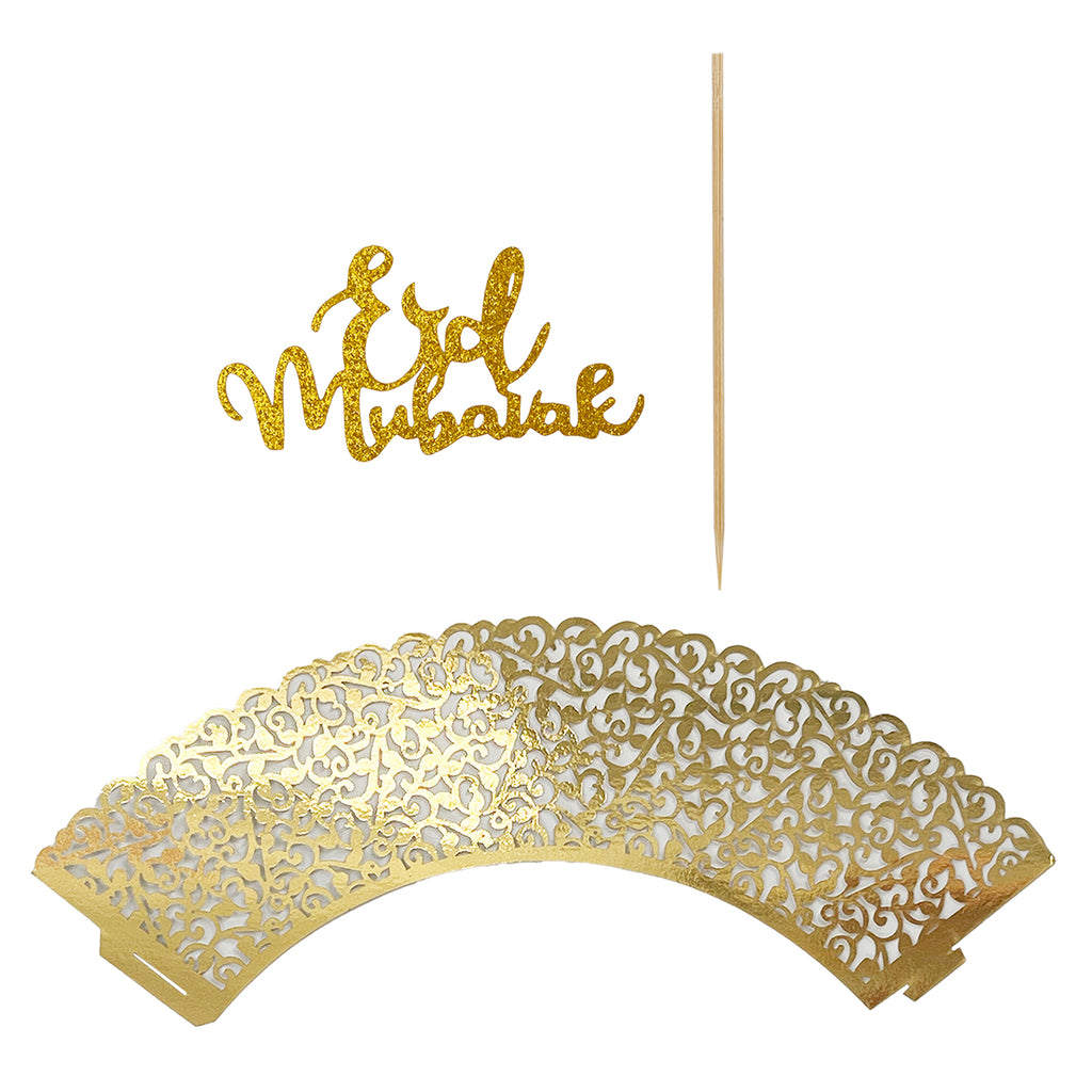 Eid Mubarak Cake Toppers & Wrappers 15cm 8Pcs/Pk