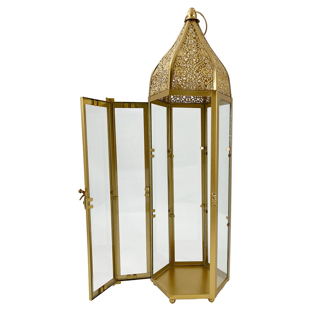 Eid Lantern Candle Holder Gold 16.9x16.9x57cm