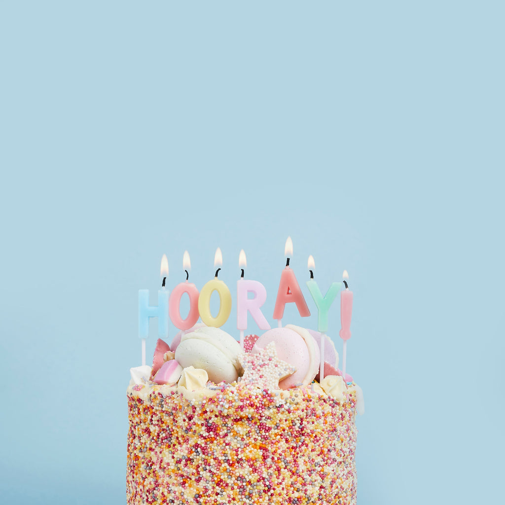 Pastel 'Hooray' Candles