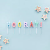 Pastel 'Hooray' Candles