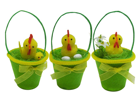 Easter Chicks W/Basket 1PC