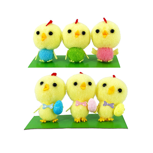 Easter Chick Decorations 3Pcs/Pack Assorted.