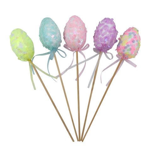 Easter Sequins Egg Picks 25cm 3Pcs/Pk