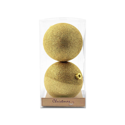 Baubles Glitter Gold 12Cm 2Pcs/Box