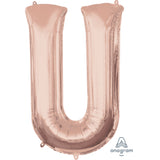 Letter U Rose Gold Foil Balloon  