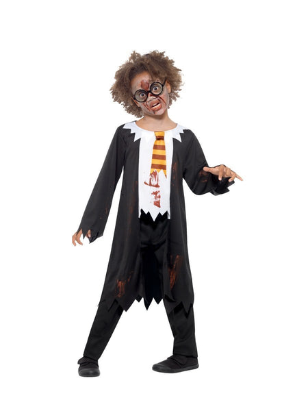 Zombie Student Costume Black & White With Robe