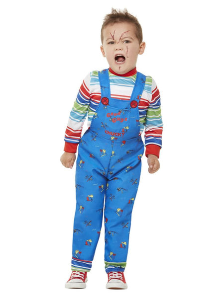 Chucky Costume Blue Top & Printed Dungarees