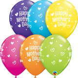  Mothers Day Hearts & Dots Tropical Assrt. 11in Latex Balloons 50 pieces