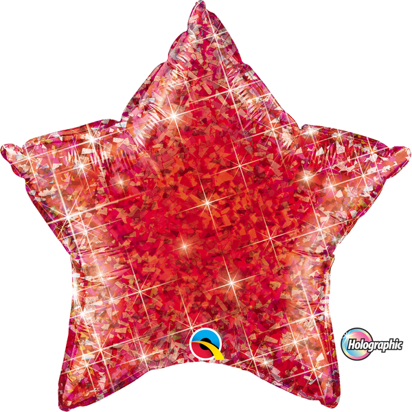  Holographic Star Jewel Red Foil 20in