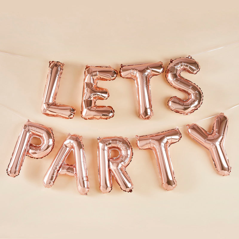 Rose Gold 'Lets Party' 16" Foil Balloon Garland