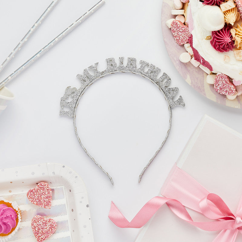 Silver 'It's My Birthday' Birthday Glitter Headband